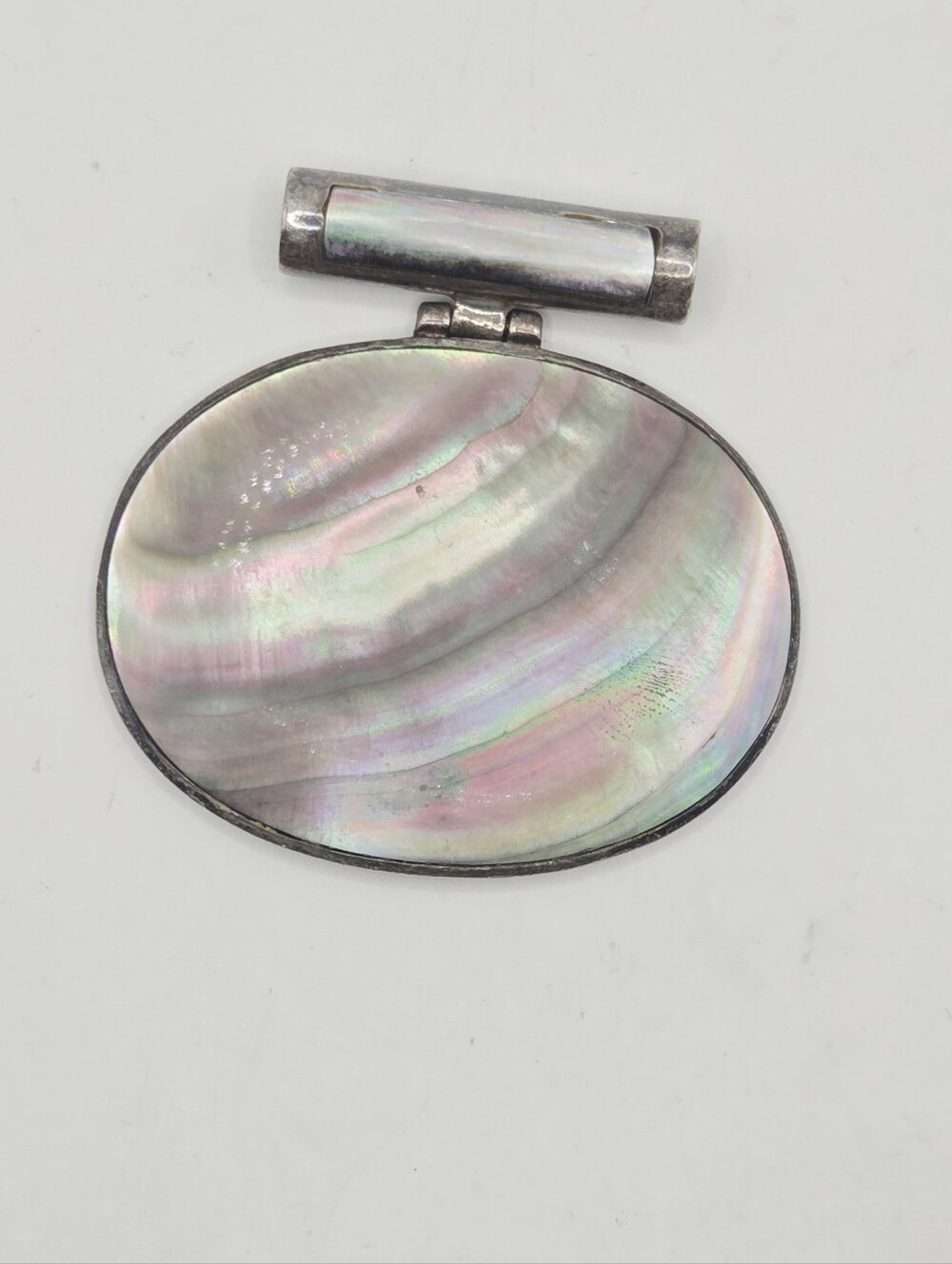 925 Sterling Silver Mother Of Pearl Large Oval Slide Pendant